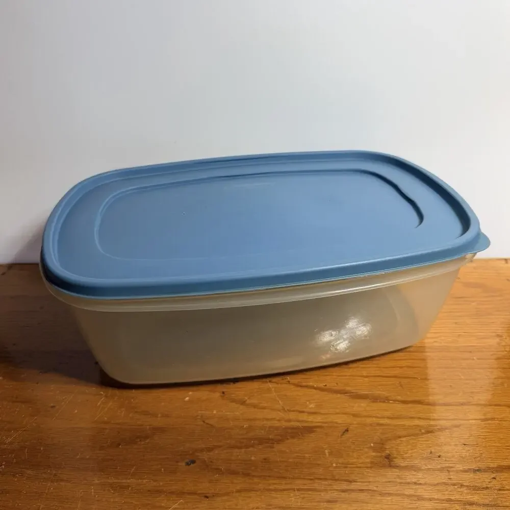 Vintage Rubbermaid X-LARGE Food Storage Container 40 Cups Rectangle Blue Lid